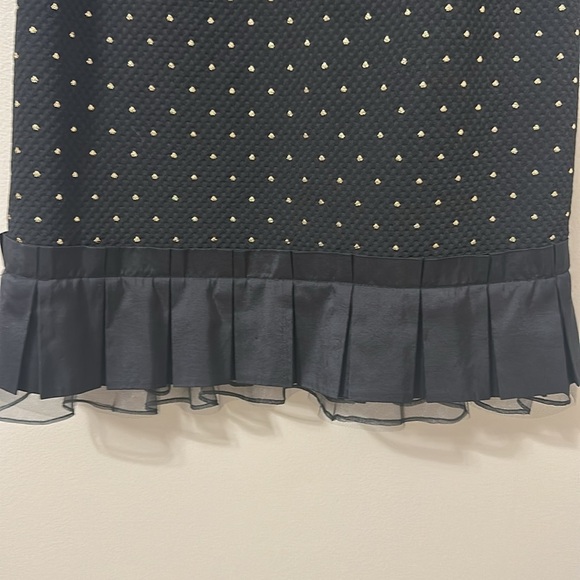 Sara Campbell Black Jacquard Dress Gold Dots Ruffle Detail Sz 10 Party Chic - Picture 4 of 10